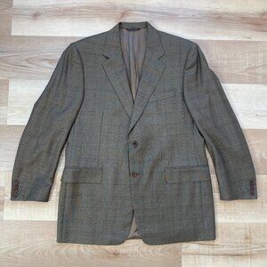 Canali Men's 100% Pure Wool Two Button Sport Coat Brown Plaid 52R Made in Italy